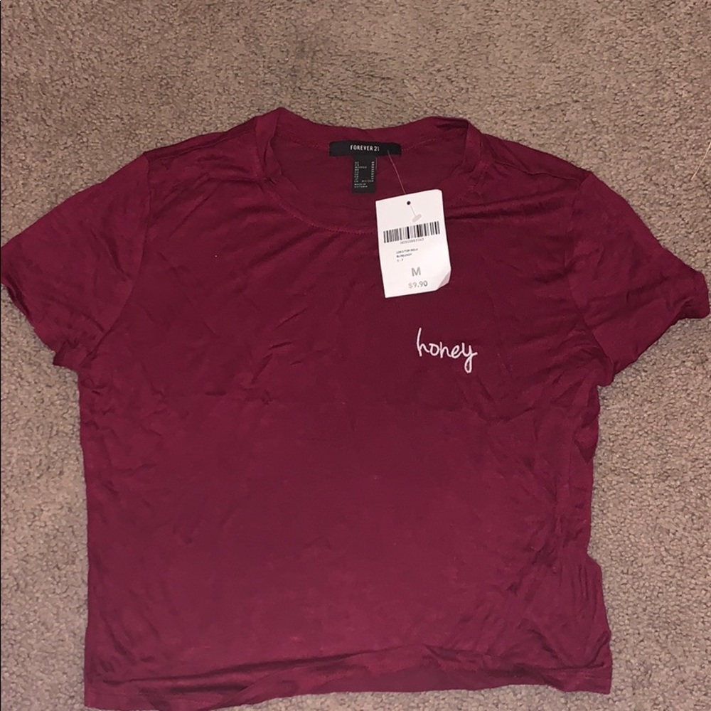 Brand new burgundy “honey” crop top